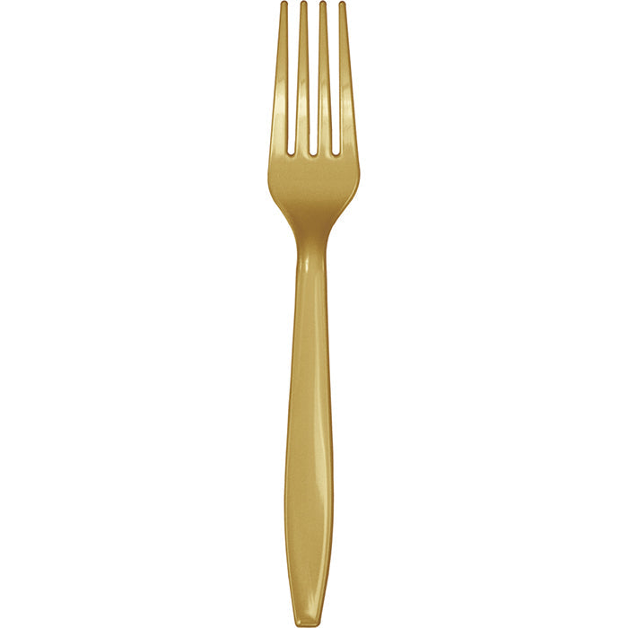 Bulk 288 pc Glittering Gold Plastic Forks  - Solid Color Party Tableware by Creative Converting