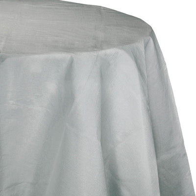 Bulk 12 pc Shimmering Silver Round Paper Table Covers 82 inch - Solid Color Party Tableware by Creative Converting