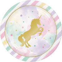96 pc Bulk Sparkle Unicorn Dinner Plates - Birthday Party Supplies by Creative Converting