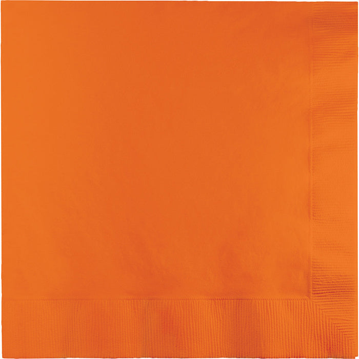 Bulk 250 pc Sunkissed Orange Dinner Napkins 3 Ply  - Solid Color Party Tableware by Creative Converting
