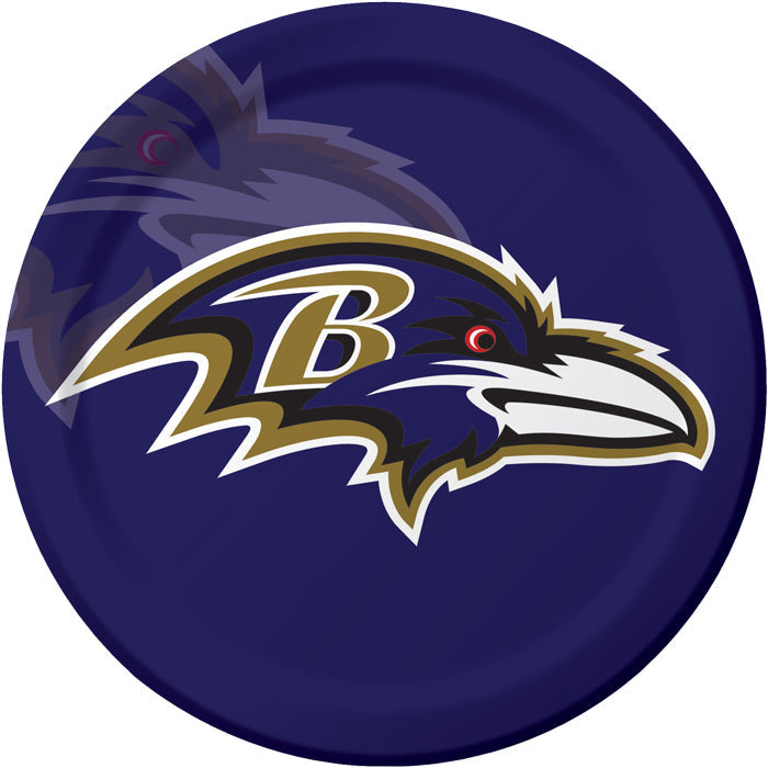 96 pc Bulk Baltimore Ravens Dinner Plates - Sports Party Supplies by Creative Converting