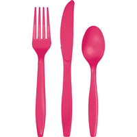 Bulk 288 pc Hot Magenta Assorted Plastic Cutlery  - Solid Color Party Tableware by Creative Converting