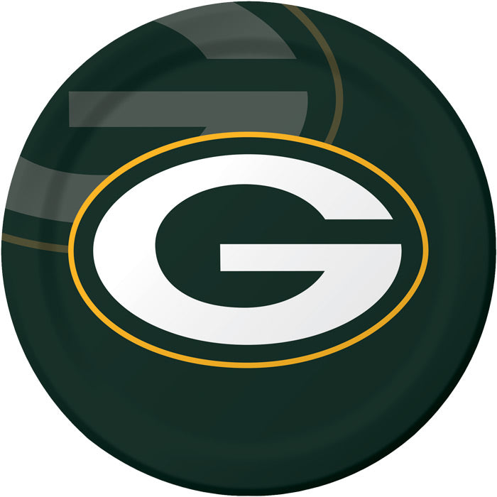 96 pc Bulk Green Bay Packers Dinner Plates - Sports Party Supplies by Creative Converting