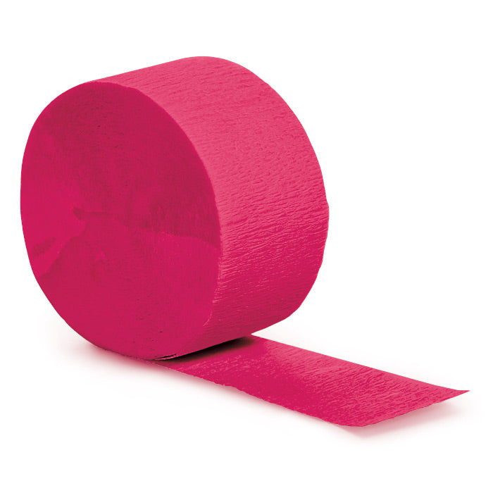 Bulk 12 pc Hot Magenta Crepe Streamer 81 ft  - Solid Color Party Tableware by Creative Converting