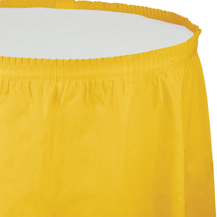 Bulk 6 pc School Bus Yellow Plastic Tableskirt 29 inch x 14 ft - Solid Color Party Tableware by Creative Converting