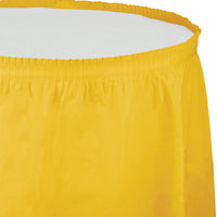 Bulk 6 pc School Bus Yellow Plastic Tableskirt 29 inch x 14 ft - Solid Color Party Tableware by Creative Converting