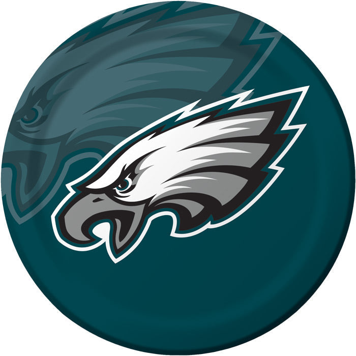 96 pc Bulk Philadelphia Eagles Dinner Plates - Sports Party Supplies by Creative Converting