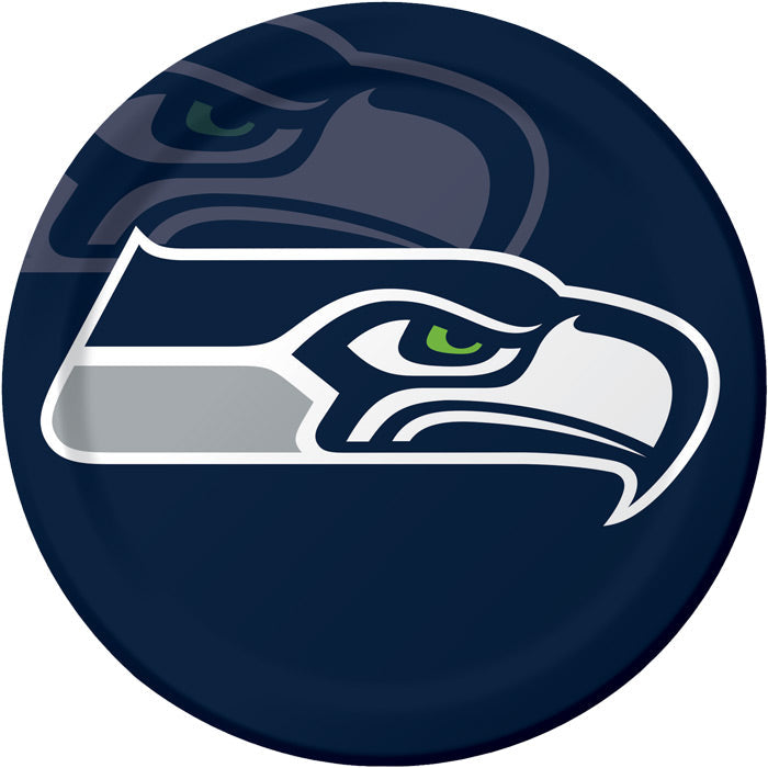 96 pc Bulk Seattle Seahawks Dinner Plates - Sports Party Supplies by Creative Converting