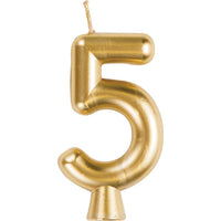12 pc Bulk Gold Number 5 Candles - Birthday Party Supplies by Creative Converting
