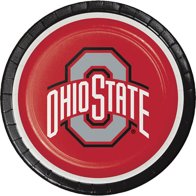 96 pc Bulk Ohio State University Dinner Plates - Sports Party Supplies by Creative Converting