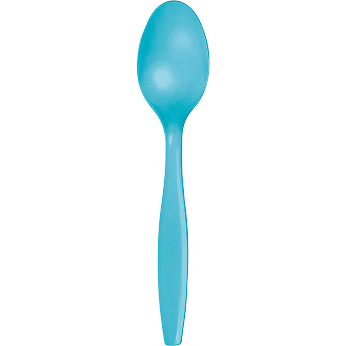 Bulk 288 pc Bermuda Blue Plastic Spoons  - Solid Color Party Tableware by Creative Converting