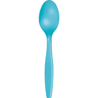 Bulk 288 pc Bermuda Blue Plastic Spoons  - Solid Color Party Tableware by Creative Converting