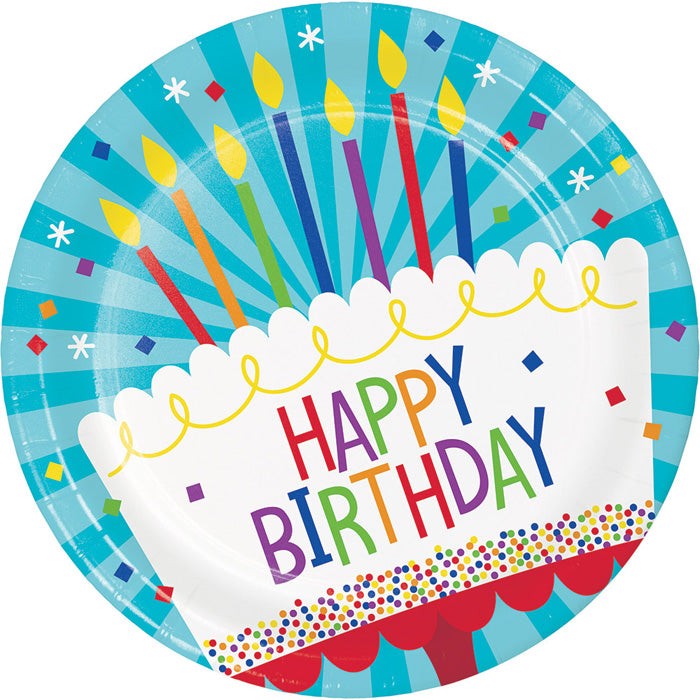 Cake Birthday Paper Dinner Plates (Case of 96) - Birthday Party Supplies by Creative Converting