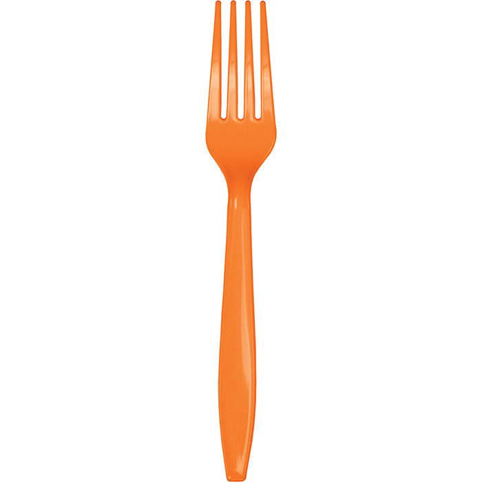 Bulk 288 pc Sunkissed Orange Plastic Forks  - Solid Color Party Tableware by Creative Converting
