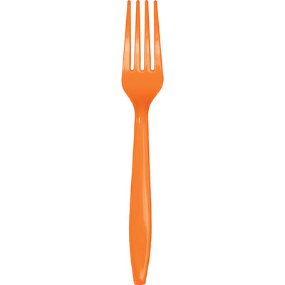 Bulk 288 pc Sunkissed Orange Plastic Forks  - Solid Color Party Tableware by Creative Converting