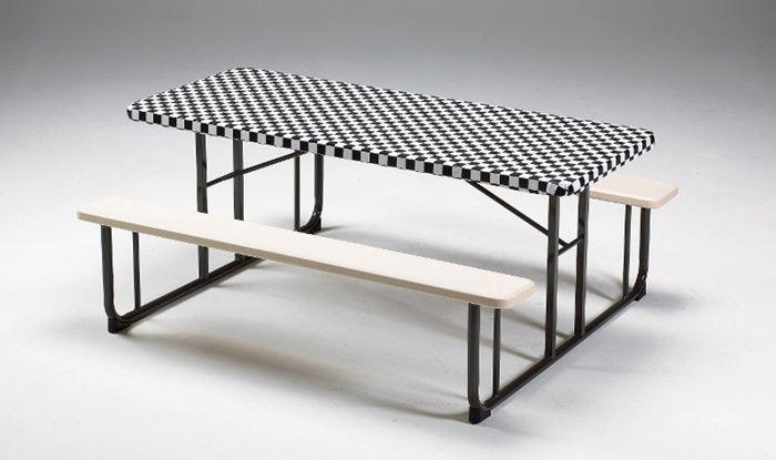 12ct Bulk Black Check Stay Put 29" x 72" Table Covers