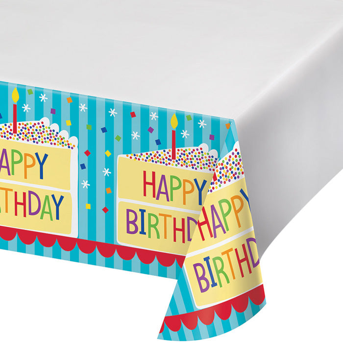 Cake Birthday Plastic Tablecloths (Case of 12) - Birthday Party Supplies by Creative Converting