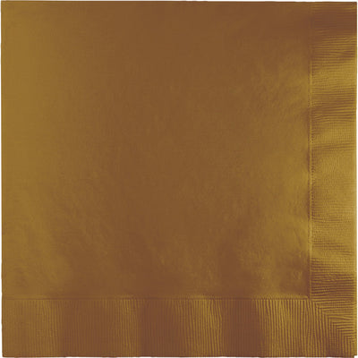 Bulk 600 pc Glittering Gold 2 Ply Luncheon Napkins  - Solid Color Party Tableware by Creative Converting