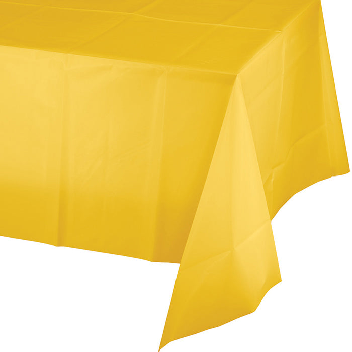 Bulk 12 pc School Bus Yellow Value Friendly Plastic Table Cover - Solid Color Party Tableware by Creative Converting