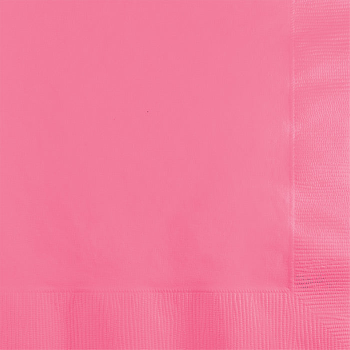 Bulk 600 pc Candy Pink 2 ply Beverage Napkins  - Solid Color Party Tableware by Creative Converting