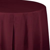 Bulk 12 pc Burgundy Round Plastic 82 inch Table Covers - Solid Color Party Tableware by Creative Converting