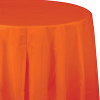 Bulk 12 pc Sunkissed Orange Round Plastic 82 inch Table Covers - Solid Color Party Tableware by Creative Converting