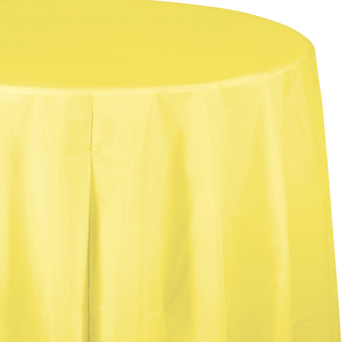 Bulk 12 pc Mimosa Round Plastic 82 inch Table Covers - Solid Color Party Tableware by Creative Converting