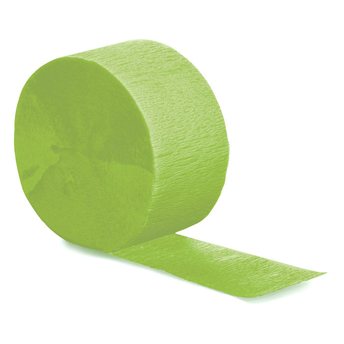 Bulk 12 pc Fresh Lime Green Crepe Streamer 81 fts  - Solid Color Party Tableware by Creative Converting