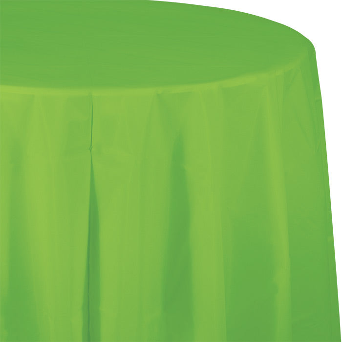 Bulk 12 pc Fresh Lime Round Plastic 82 inch Table Covers - Solid Color Party Tableware by Creative Converting