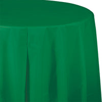 Bulk 12 pc Emerald Green Round Plastic 82 inch Table Covers - Solid Color Party Tableware by Creative Converting