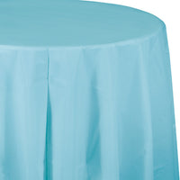 Bulk 12 pc Pastel Blue Round Plastic 82 inch Table Covers - Solid Color Party Tableware by Creative Converting