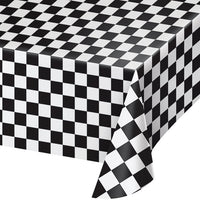 12 pc Bulk Black Check Plastic Table Covers - Sports Party Supplies by Creative Converting