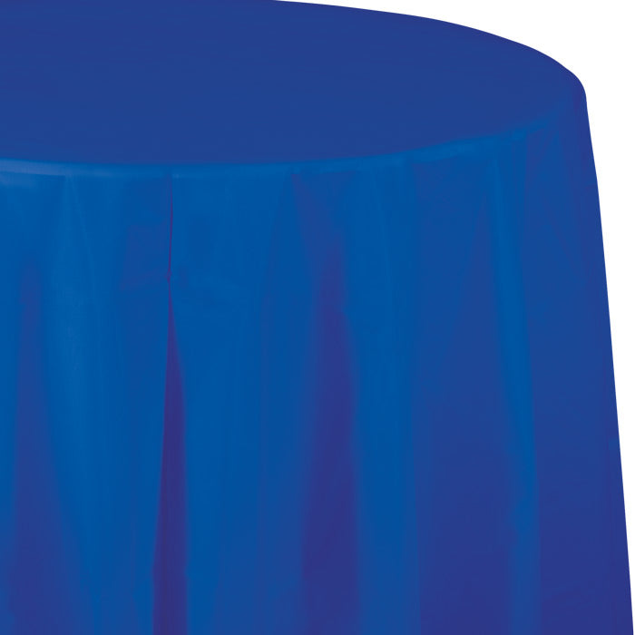 Bulk 12 pc Cobalt Blue Round Plastic Table Covers - Solid Color Party Tableware by Creative Converting