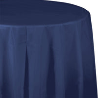 Bulk 12 pc Navy Round Plastic 82 inch Table Covers - Solid Color Party Tableware by Creative Converting