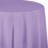 Bulk 12 pc Luscious Lavender Round Plastic 82 inch Table Covers - Solid Color Party Tableware by Creative Converting