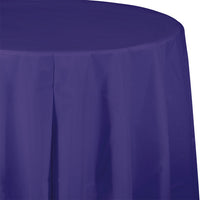 Bulk 12 pc Purple Round Plastic 82 inch Table Covers - Solid Color Party Tableware by Creative Converting