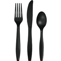 Bulk 288 pc Black Velvet Assorted Plastic Cutlery  - Solid Color Party Tableware by Creative Converting