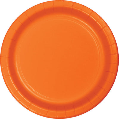 Bulk 240 pc Sunkissed Orange Sturdy Style Paper Banquet Plates 10.25 inch - Solid Color Party Tableware by Creative Converting