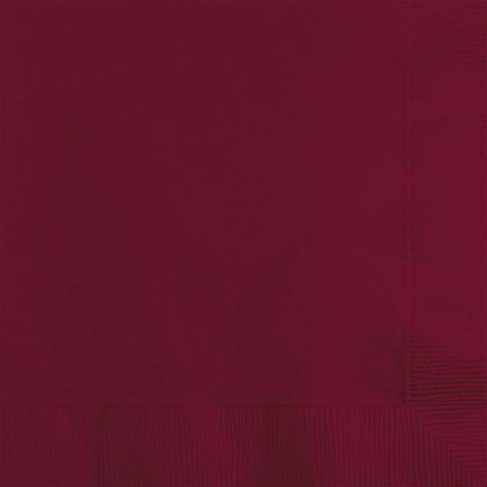 Bulk 500 pc Burgundy Beverage Napkins 3 ply  - Solid Color Party Tableware by Creative Converting