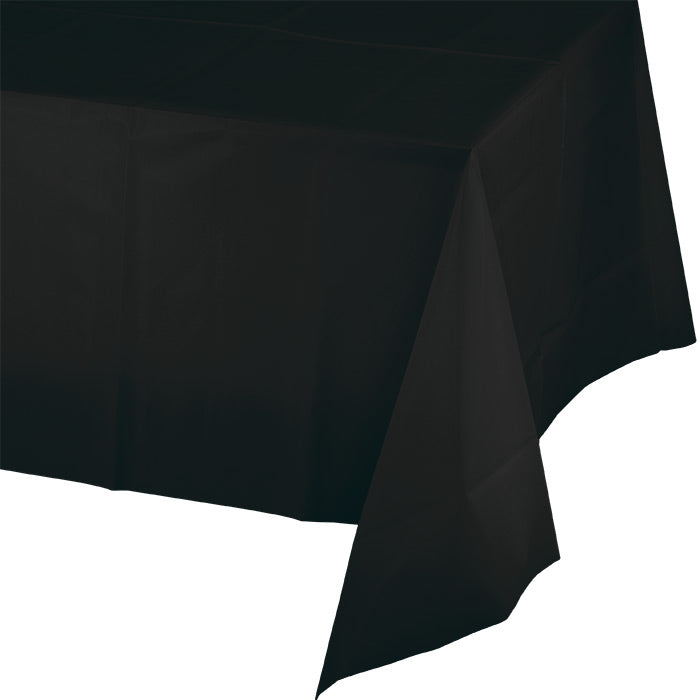 Bulk 12 pc Black Velvet Plastic Table Covers - Solid Color Party Tableware by Creative Converting