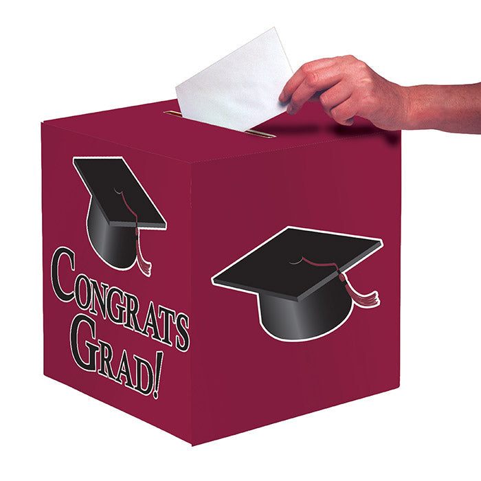 6 pc Bulk Graduation Card Boxes Burgundy - Graduation Party Supplies by Creative Converting