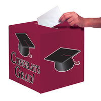 6 pc Bulk Graduation Card Boxes Burgundy - Graduation Party Supplies by Creative Converting