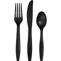 Bulk 216 pc Black Velvet Value Friendly Assorted Plastic Cutlery  - Solid Color Party Tableware by Creative Converting