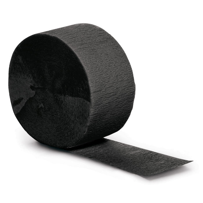 Bulk 12 pc Black Velvet Crepe Streamer 81 ft  - Solid Color Party Tableware by Creative Converting