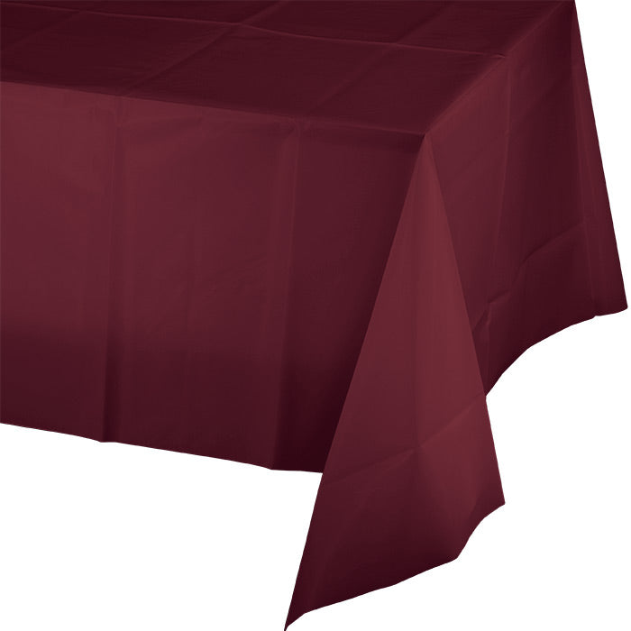 Bulk 12 pc Burgundy Plastic Table Covers - Solid Color Party Tableware by Creative Converting