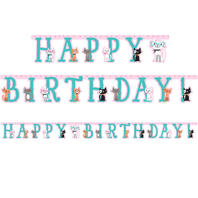 12 pc Bulk Purr-fect Cat Party Happy Birthday Banners - Birthday Party Supplies by Creative Converting