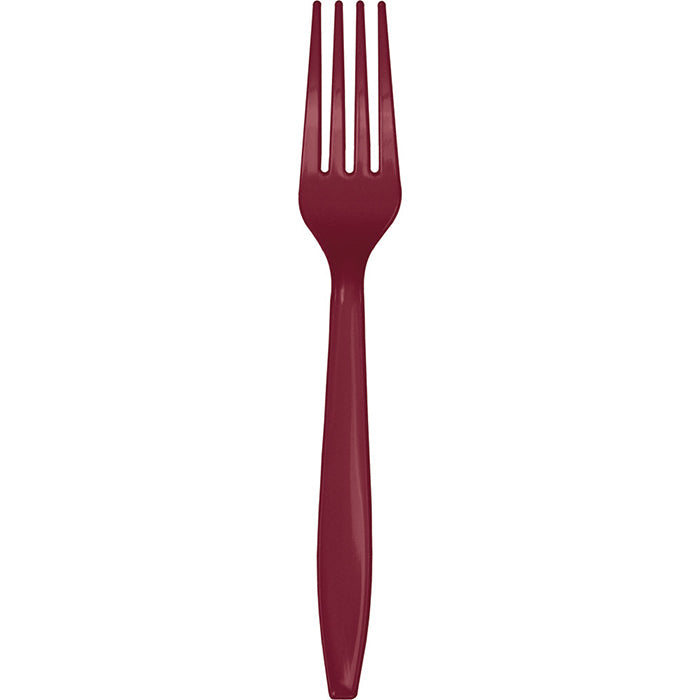 Bulk 288 pc Burgundy Plastic Forks  - Solid Color Party Tableware by Creative Converting