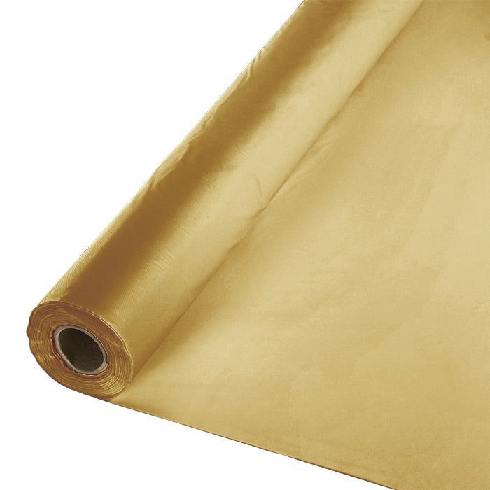 Glittering Gold Plastic Banquet Table Roll 100ft x 40 inch - Solid Color Party Tableware by Creative Converting