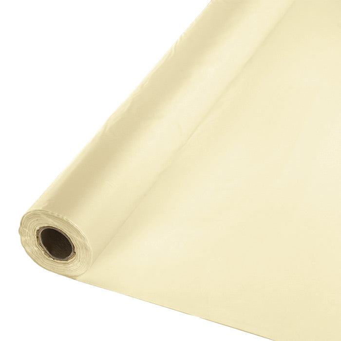 Ivory Plastic Banquet Table Roll 100ft x 40 inch - Solid Color Party Tableware by Creative Converting