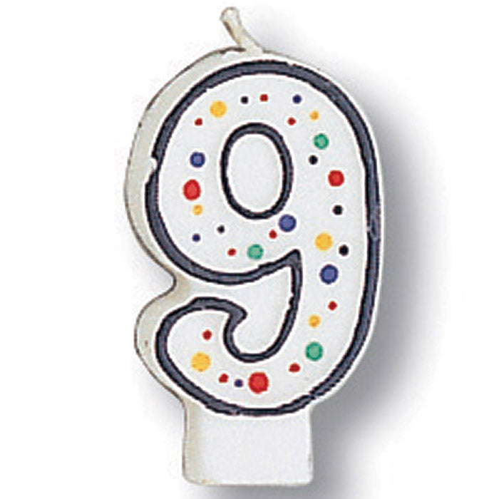 6 pc Bulk Polka Dot #9 Candles - Birthday Party Supplies by Creative Converting